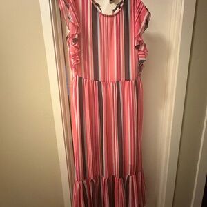 Xhilaration Pink and White Striped Maxi Dress